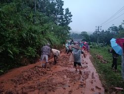 Longsor Terjadi di Jalan Desa Mekarlaksana kecamatan Culamega jalan desa sempat tertutup