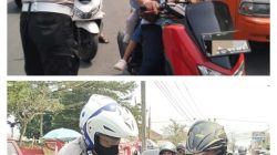 Satlantas Polres Tasikmalaya Bagikan Bendera Semangat Merah Putih Menyapa Jalan Raya